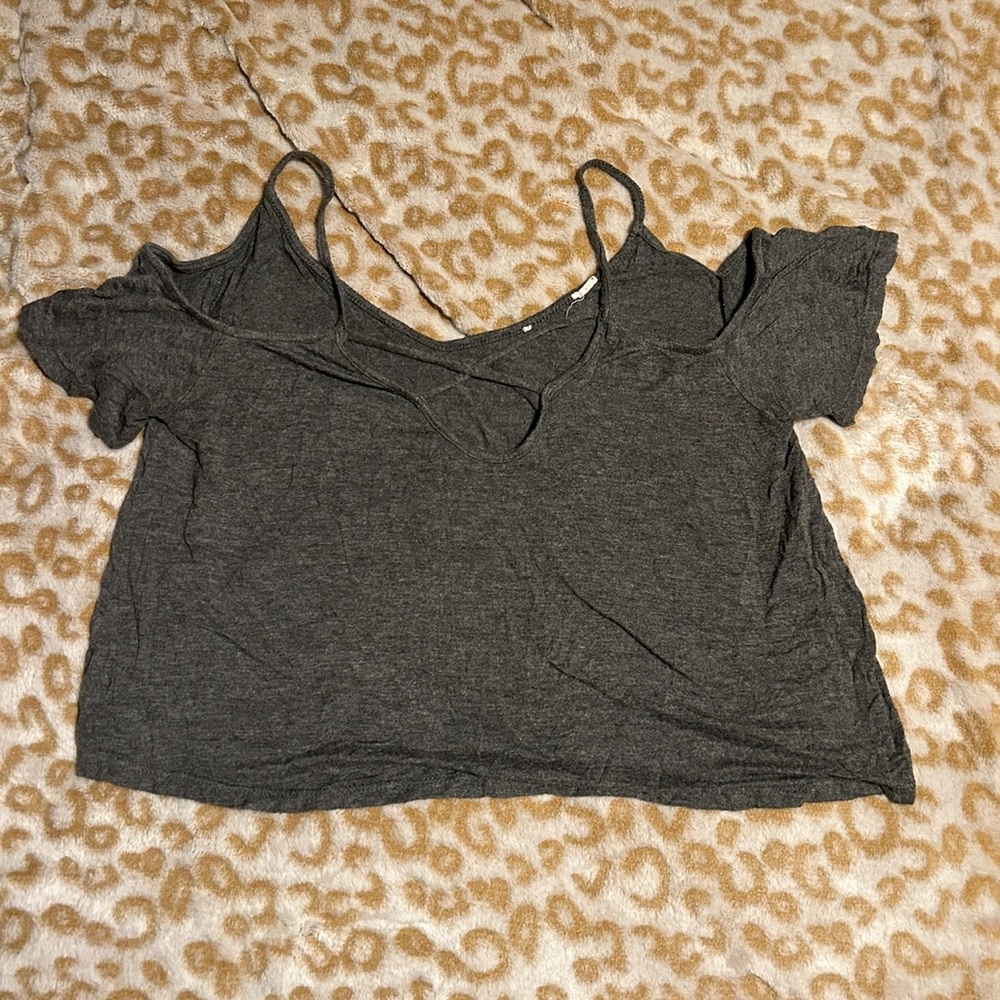 Grey Cross Front Crop Top